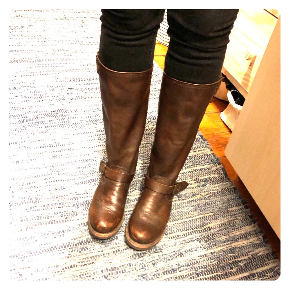 Frye tall engineer boots brown 8